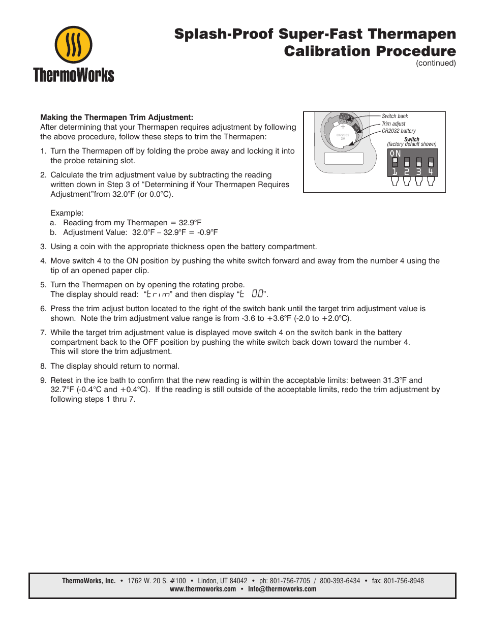ThermoWorks LIMITED EDITION THERMAPEN Calibration Procedure User Manual | Page 2 / 2
