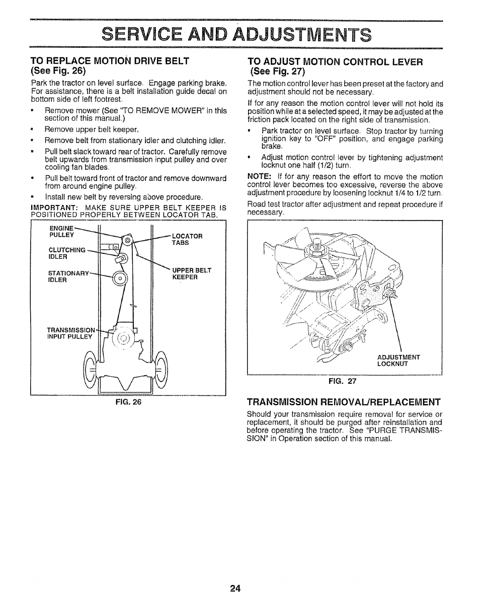 Service aimd adjustments | Craftsman 917.259592 User Manual | Page 24 / 60