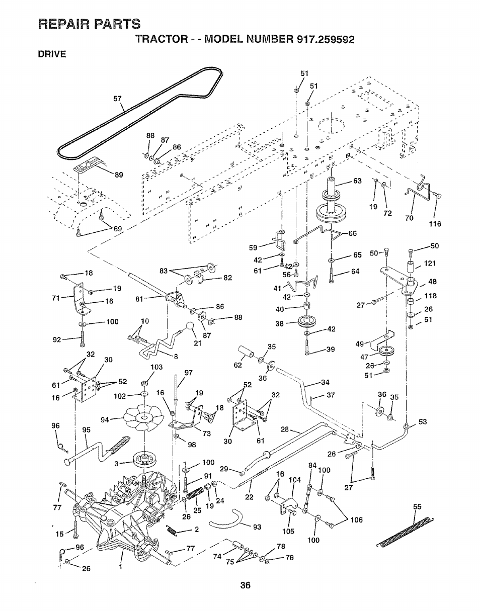 Repair parts | Craftsman 917.259592 User Manual | Page 36 / 60