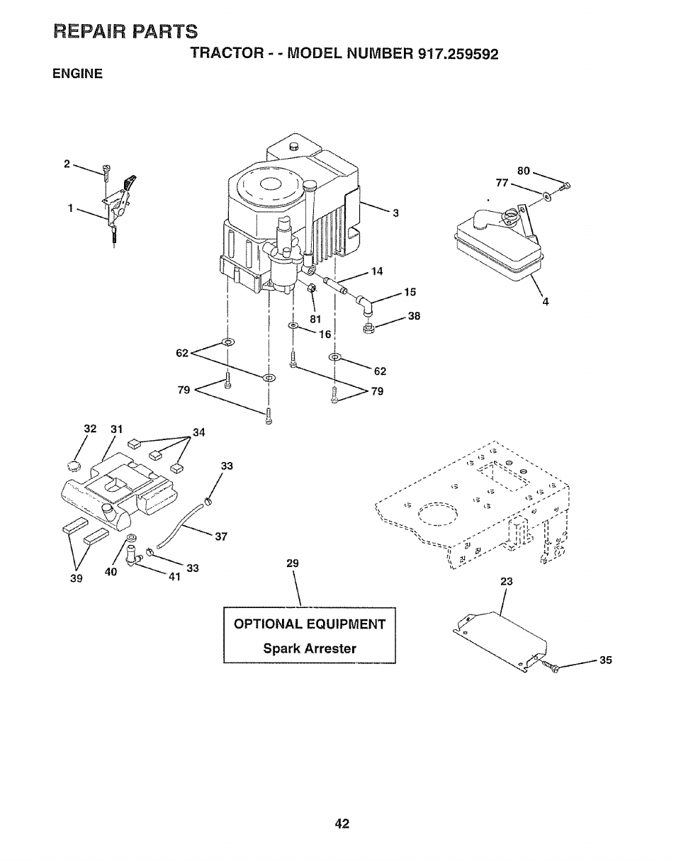 Repair parts | Craftsman 917.259592 User Manual | Page 42 / 60