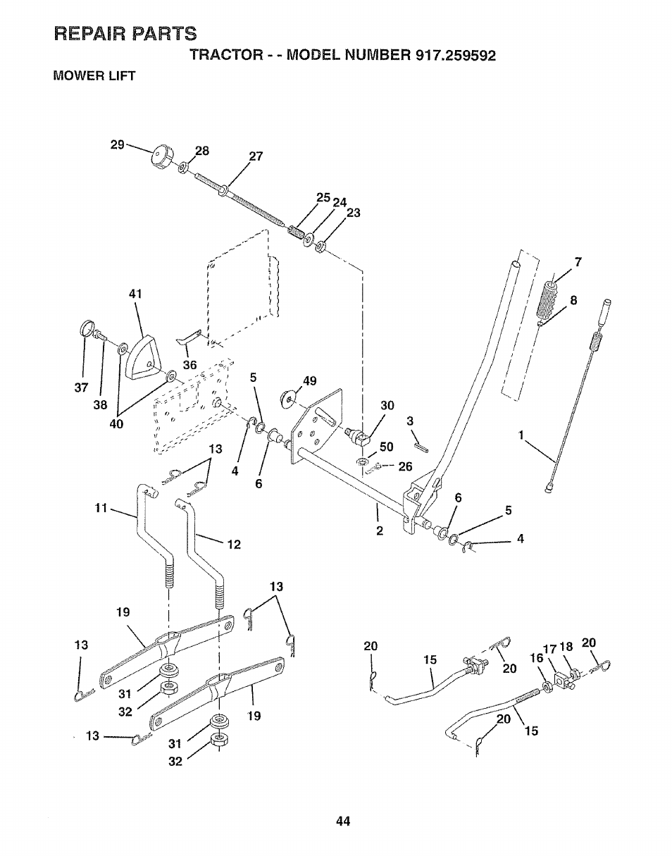 Repair parts | Craftsman 917.259592 User Manual | Page 44 / 60