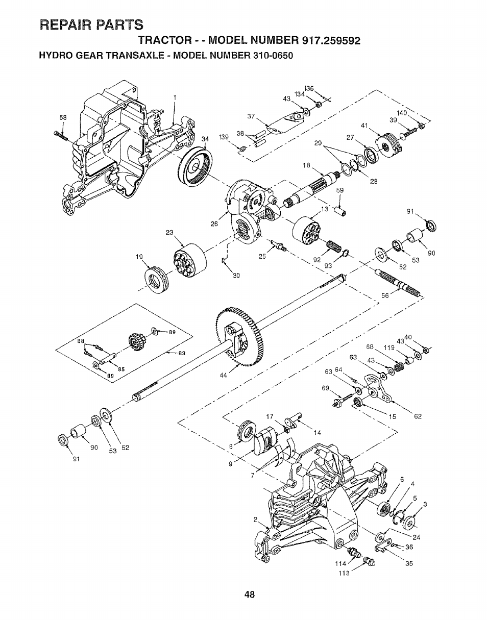 Repair parts | Craftsman 917.259592 User Manual | Page 48 / 60