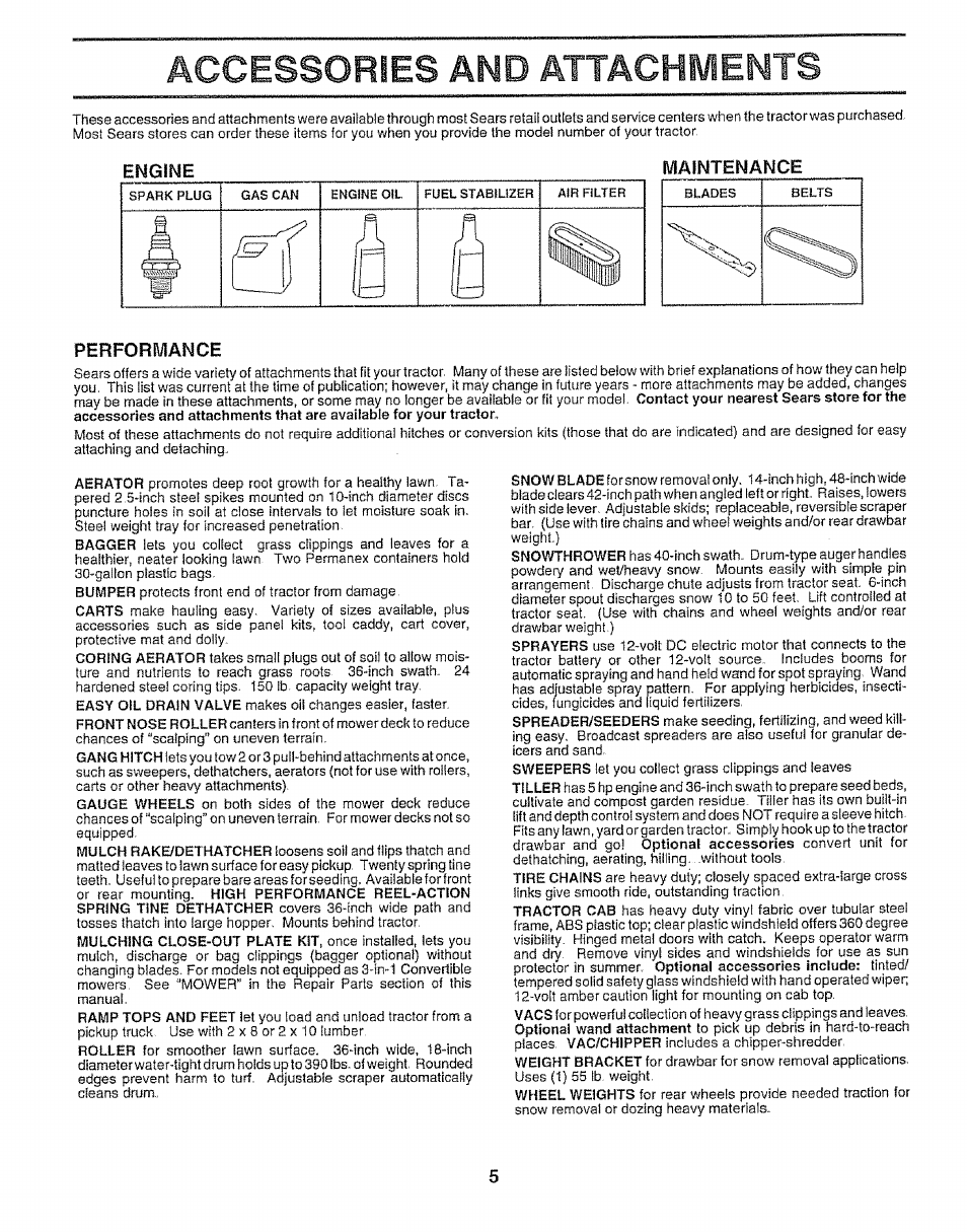 Accessories and attachments | Craftsman 917.259592 User Manual | Page 5 / 60