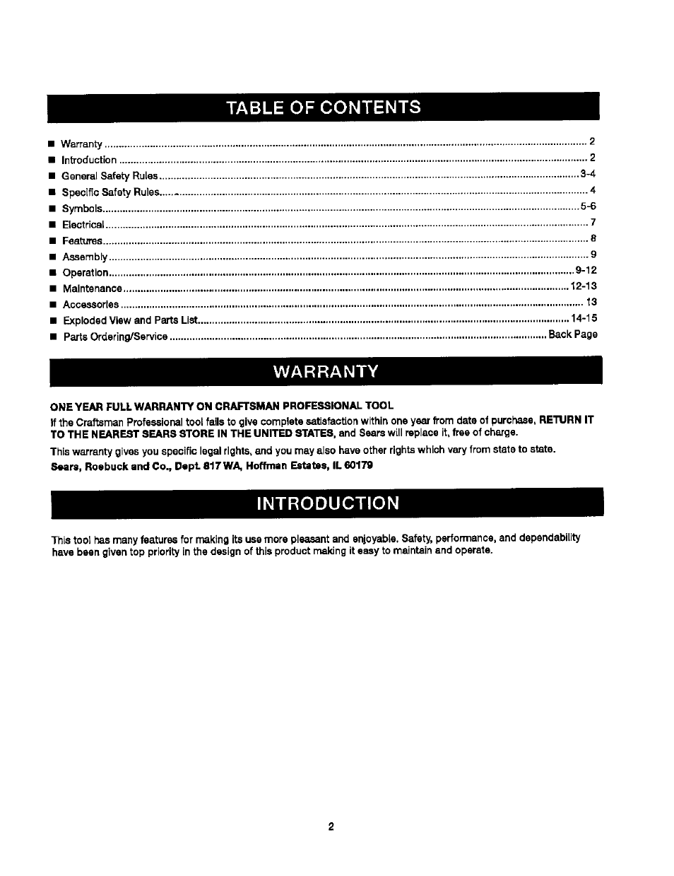 Craftsman 315.279840 User Manual | Page 2 / 16