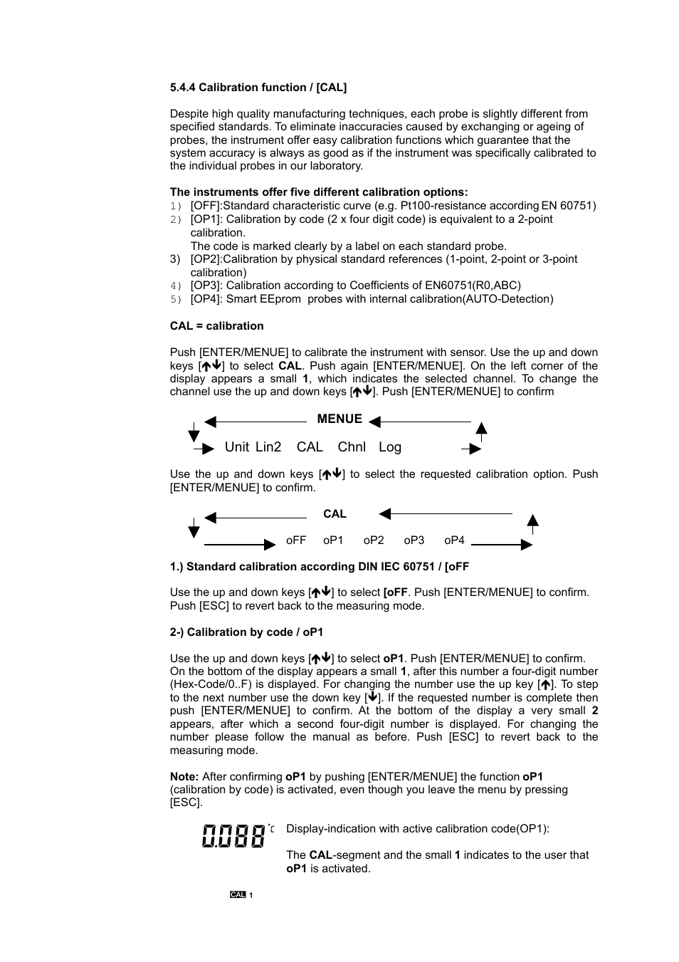 ) calibration by code / op1 | ThermoWorks P795 PRINTING DATALOGGER THERMOMETER User Manual | Page 5 / 9