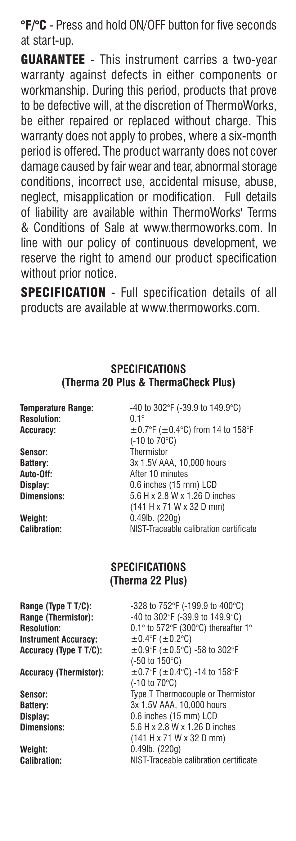 ThermoWorks 232-040 THERMA 20 PLUS WATERPROOF METER User Manual | Page 3 / 4