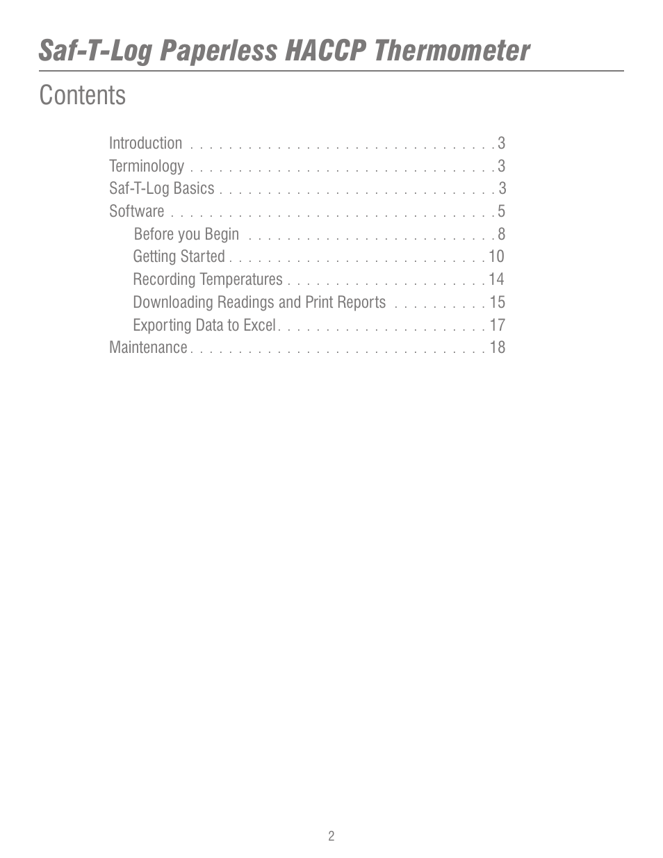 ThermoWorks 292-701 SAF-T-LOG PAPERLESS HACCP THERMOMETER  Operating Instructions User Manual | Page 2 / 18