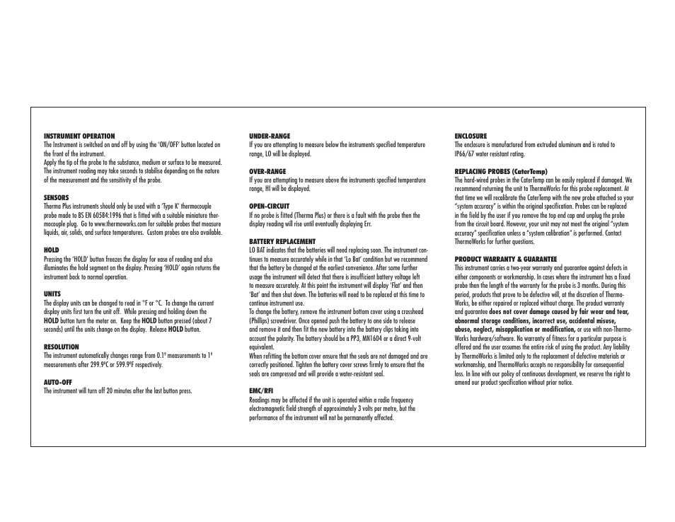 ThermoWorks 221-071 THERMA PLUS ULTRA RUGGED WATERPROOF THERMOCOUPLE User Manual | Page 2 / 2