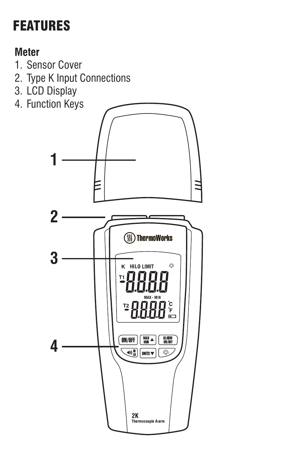 ThermoWorks TW8060 TWO-CHANNEL THERMOCOUPLE WITH ALARM User Manual | Page 5 / 16