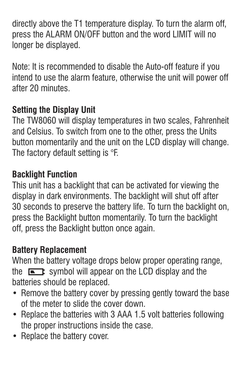 ThermoWorks TW8060 TWO-CHANNEL THERMOCOUPLE WITH ALARM User Manual | Page 9 / 16