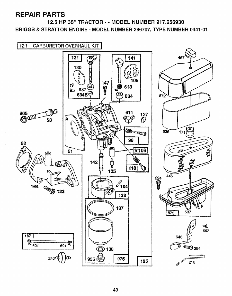 Repair parts | Craftsman 917.256930 User Manual | Page 49 / 56