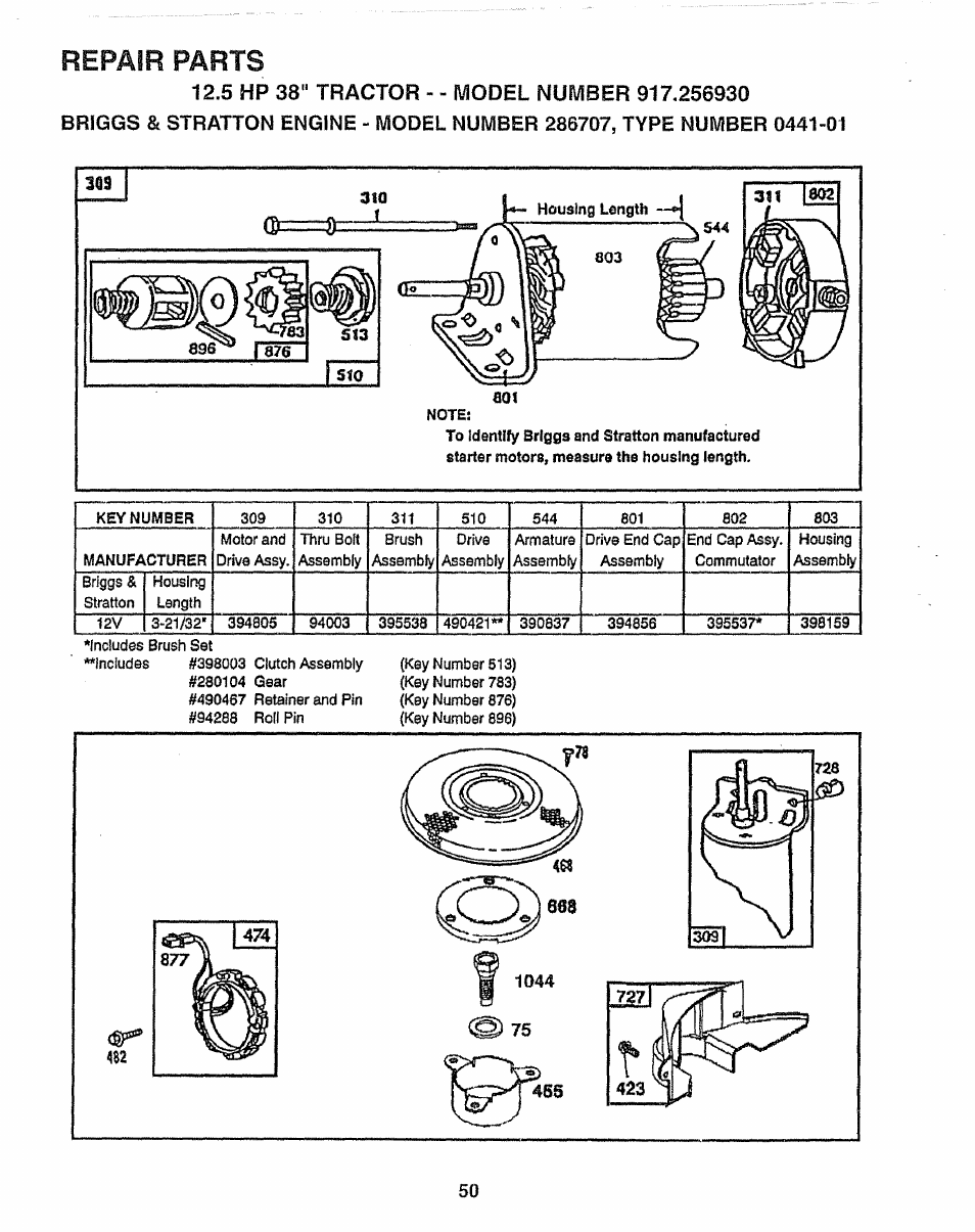 Repair parts | Craftsman 917.256930 User Manual | Page 50 / 56