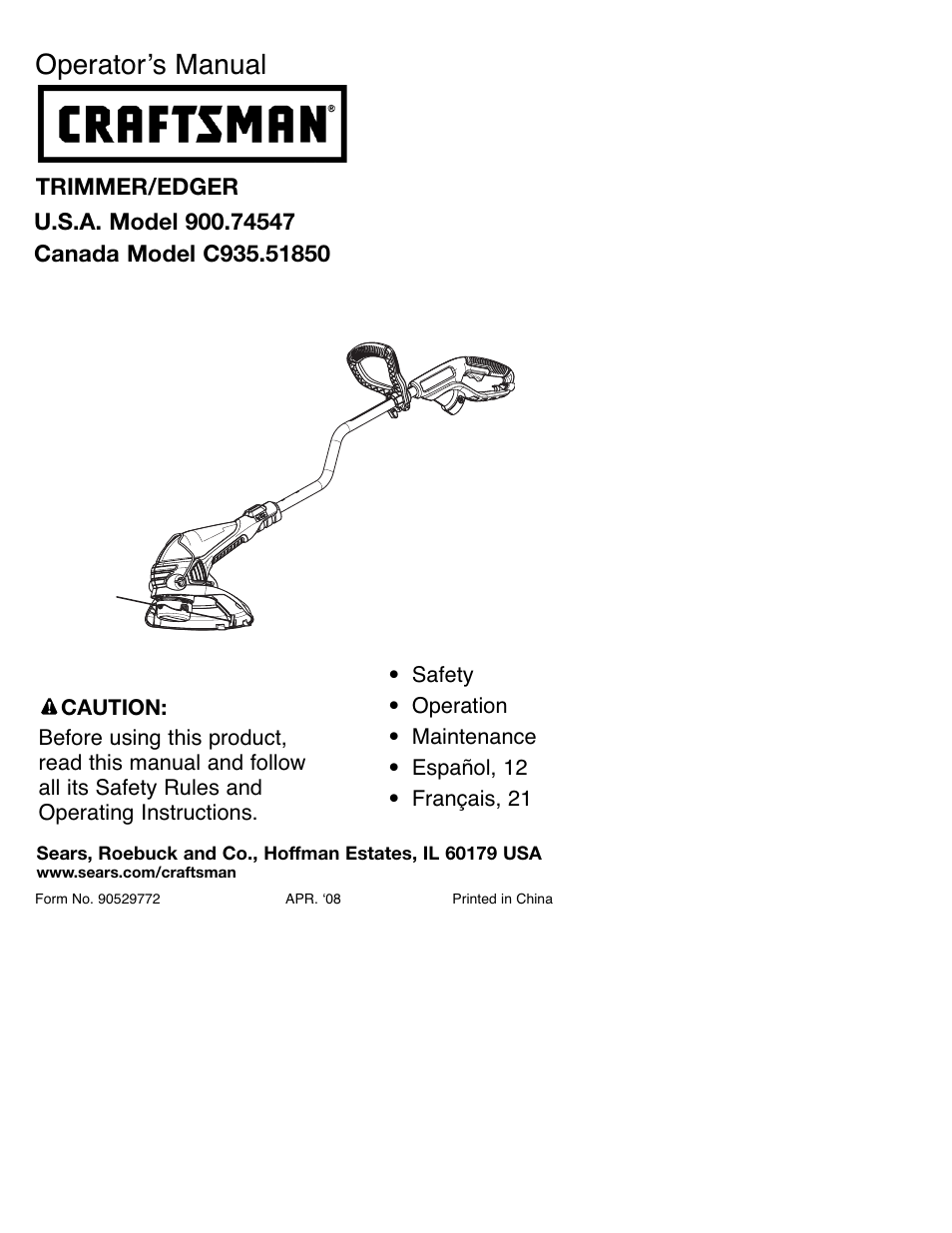 Craftsman C935.51850 User Manual | 32 pages