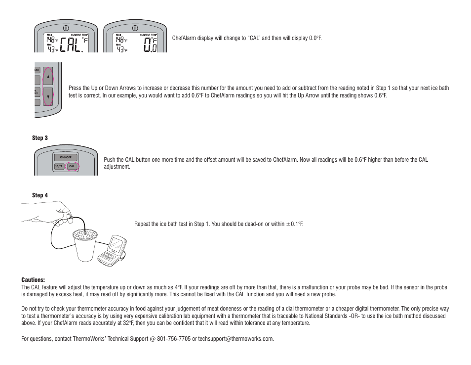 Chefalarm | ThermoWorks TX-1100-XX CHEFALARM Calibration Instructions User Manual | Page 2 / 2