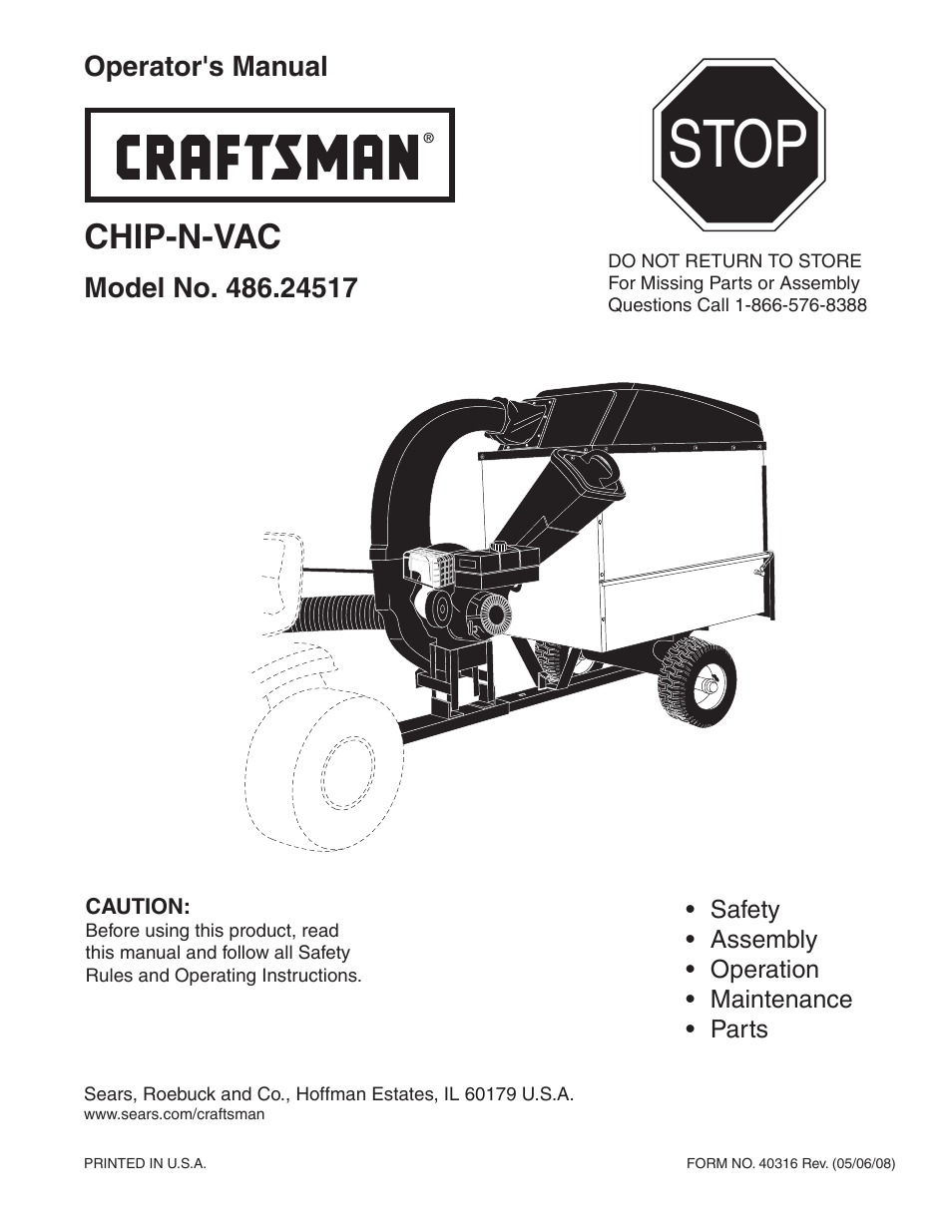 Craftsman CHIP-N-VAC 486.24517 User Manual | 28 pages