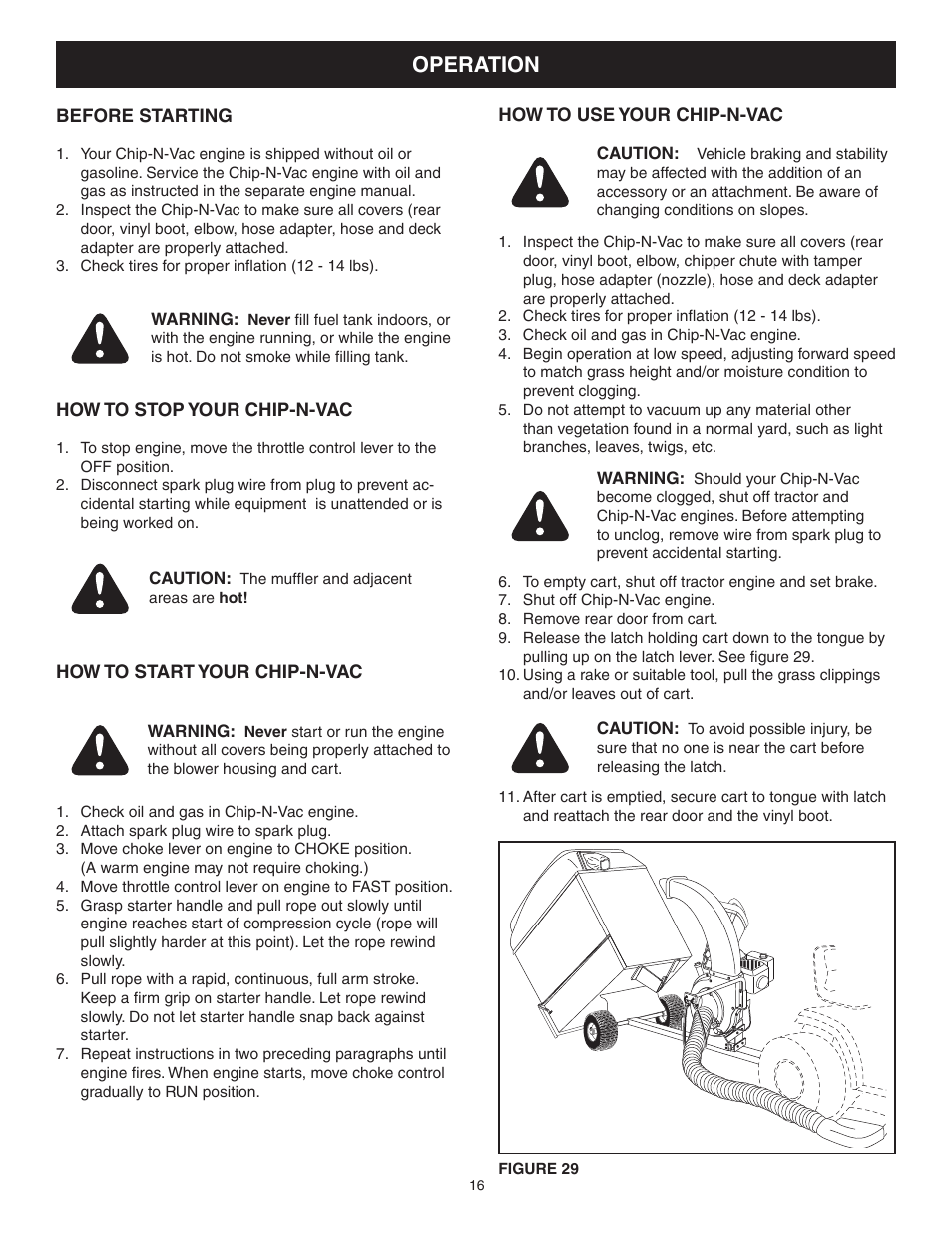 Operation | Craftsman CHIP-N-VAC 486.24517 User Manual | Page 16 / 28