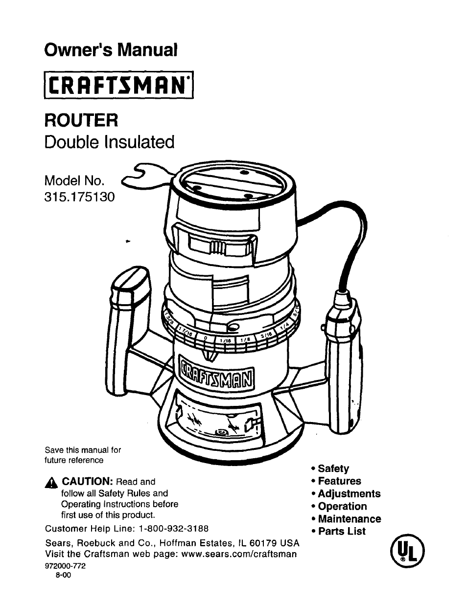 Craftsman 315.175130 User Manual | 18 pages