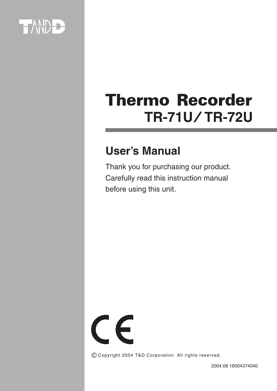 ThermoWorks TR-72-UI 2 CHANNEL LOGGERS WITH USB User Manual | 23 pages