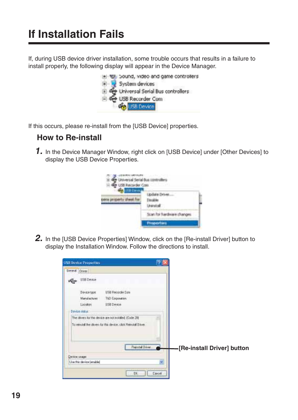 If installation fails | ThermoWorks TR-73U 2 CHANNEL LOGGERS WITH USB User Manual | Page 28 / 36