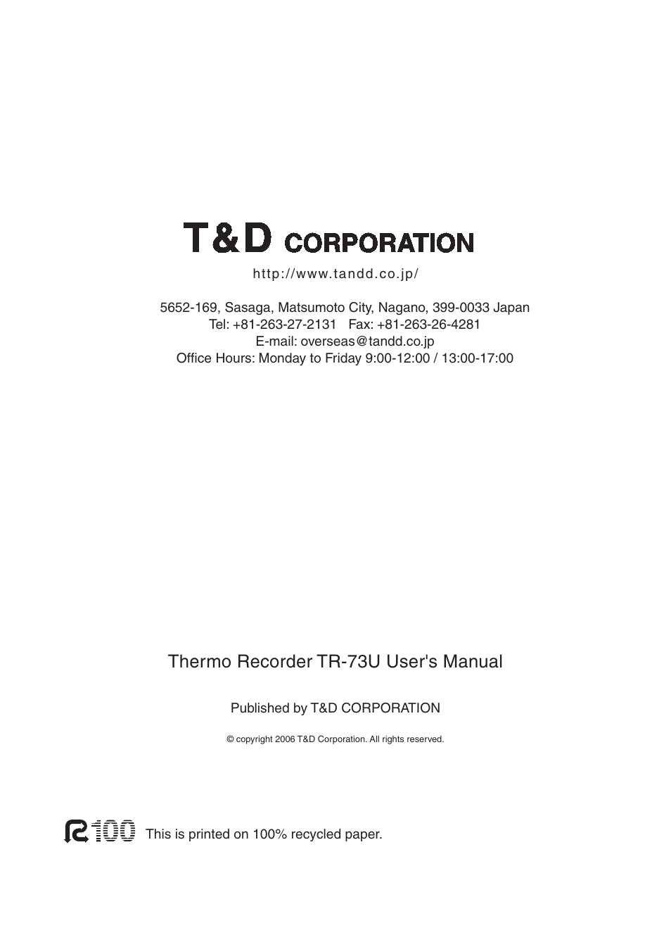 Thermo recorder tr-73u user's manual | ThermoWorks TR-73U 2 CHANNEL LOGGERS WITH USB User Manual | Page 35 / 36
