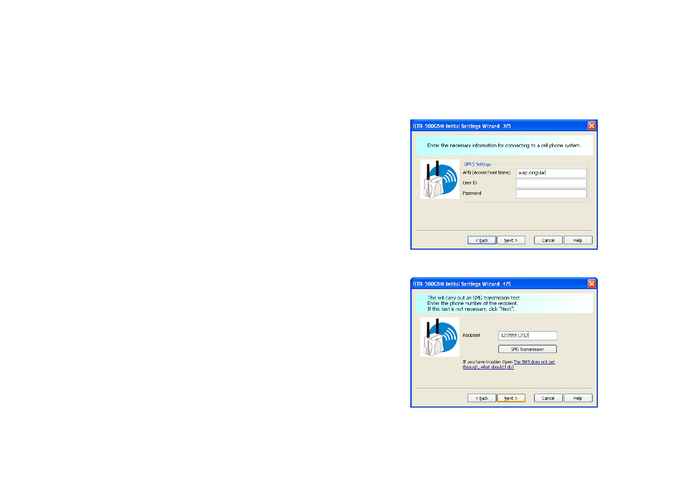 Initial settings wizard | ThermoWorks RTR-500GSM WIRELESS LAN OR GSM (CELLULAR) LOGGERS User Manual | Page 3 / 13