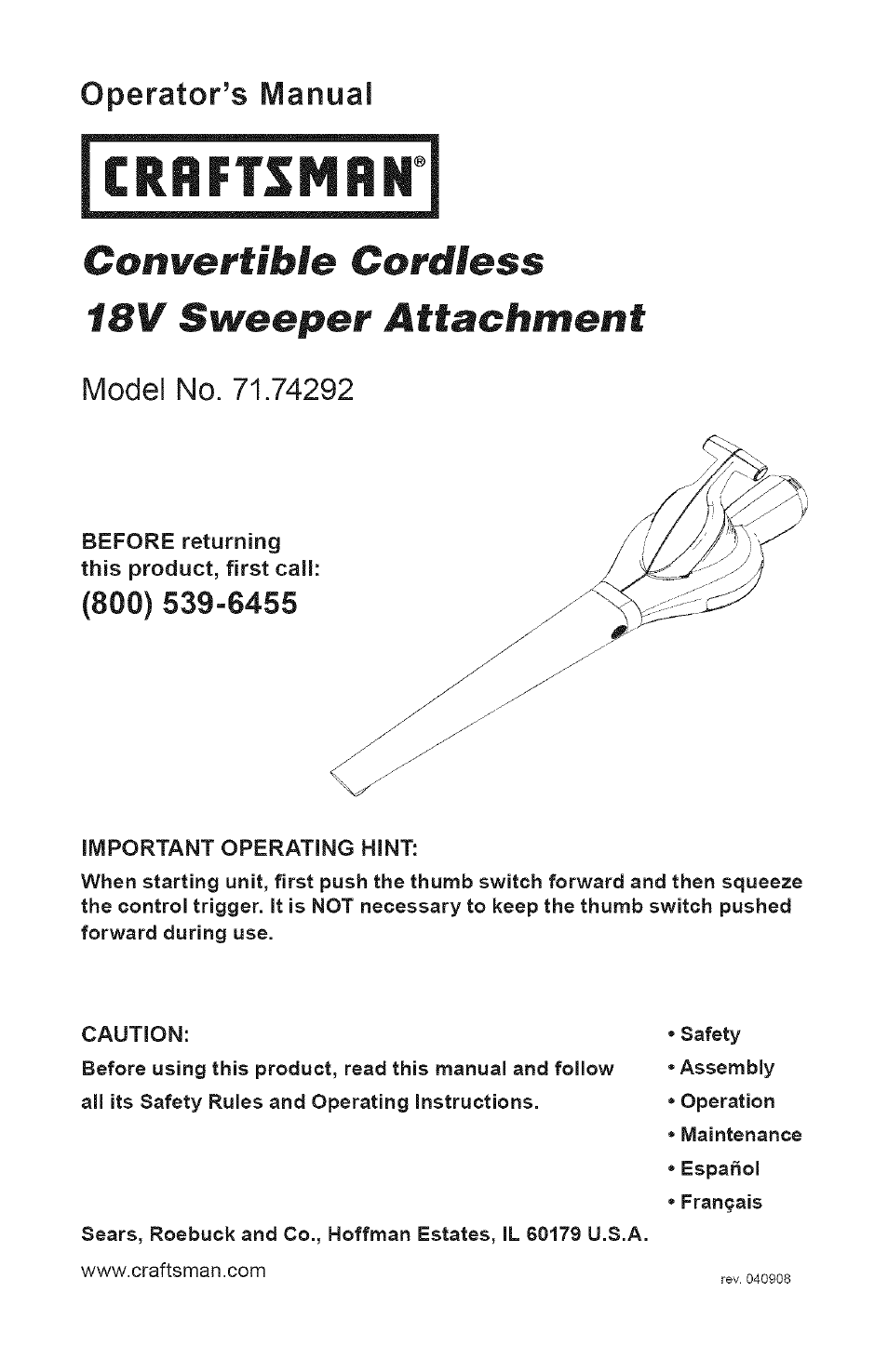 Craftsman 71.74292 User Manual | 22 pages