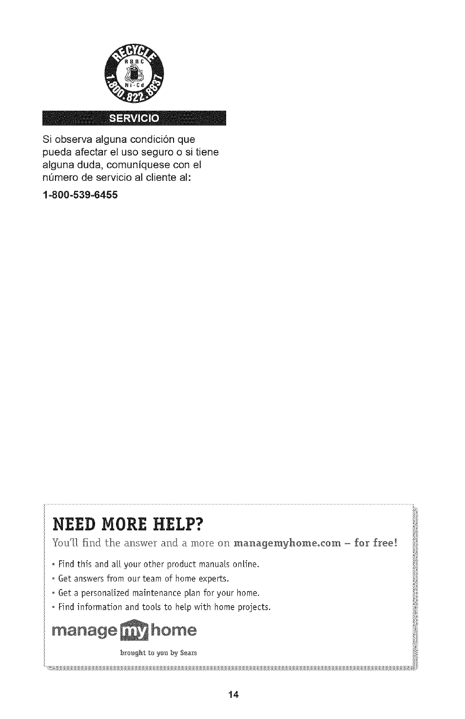 Manage, Home, Need more help | Craftsman 71.74292 User Manual | Page 14 / 22