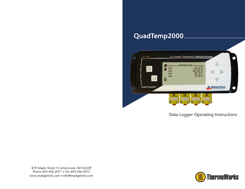 ThermoWorks QUADTEMP2000 TEMPERATURE DATA LOGGERS User Manual | 26 pages
