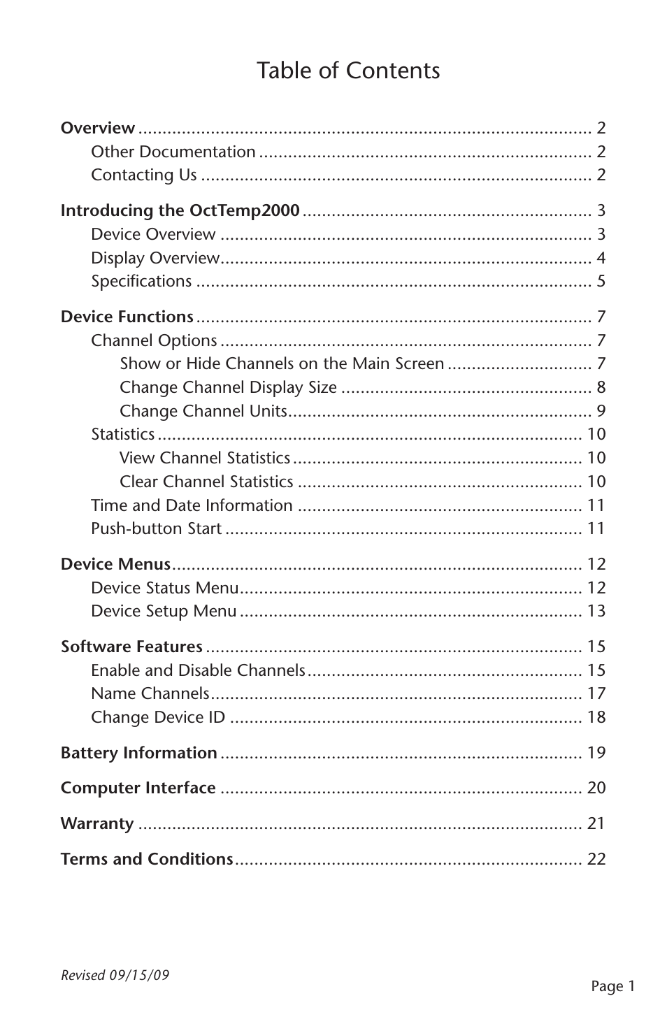 ThermoWorks OCTTEMP2000 TEMPERATURE DATA LOGGERS User Manual | Page 2 / 25
