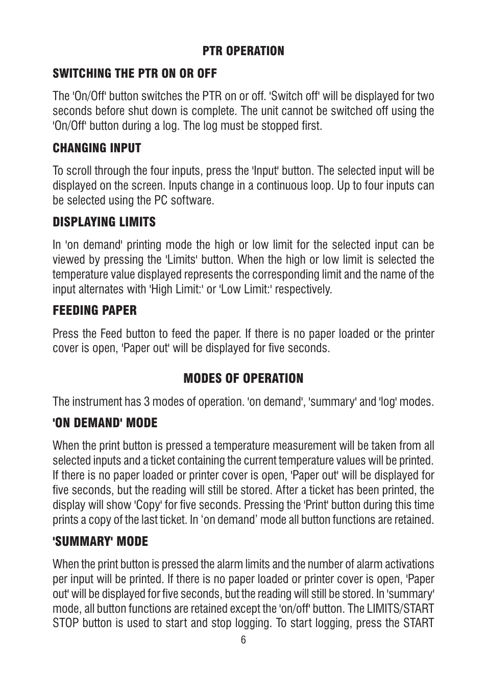 ThermoWorks 226-275 4-CHANNEL PRINTING TEMPERATURE RECORDER - PTR Quick Start Guide User Manual | Page 6 / 12
