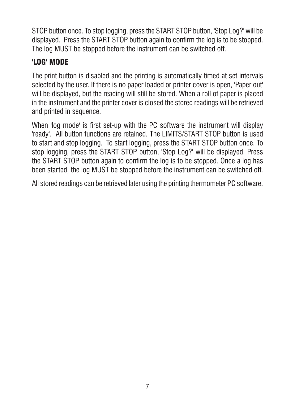 ThermoWorks 226-275 4-CHANNEL PRINTING TEMPERATURE RECORDER - PTR Quick Start Guide User Manual | Page 7 / 12