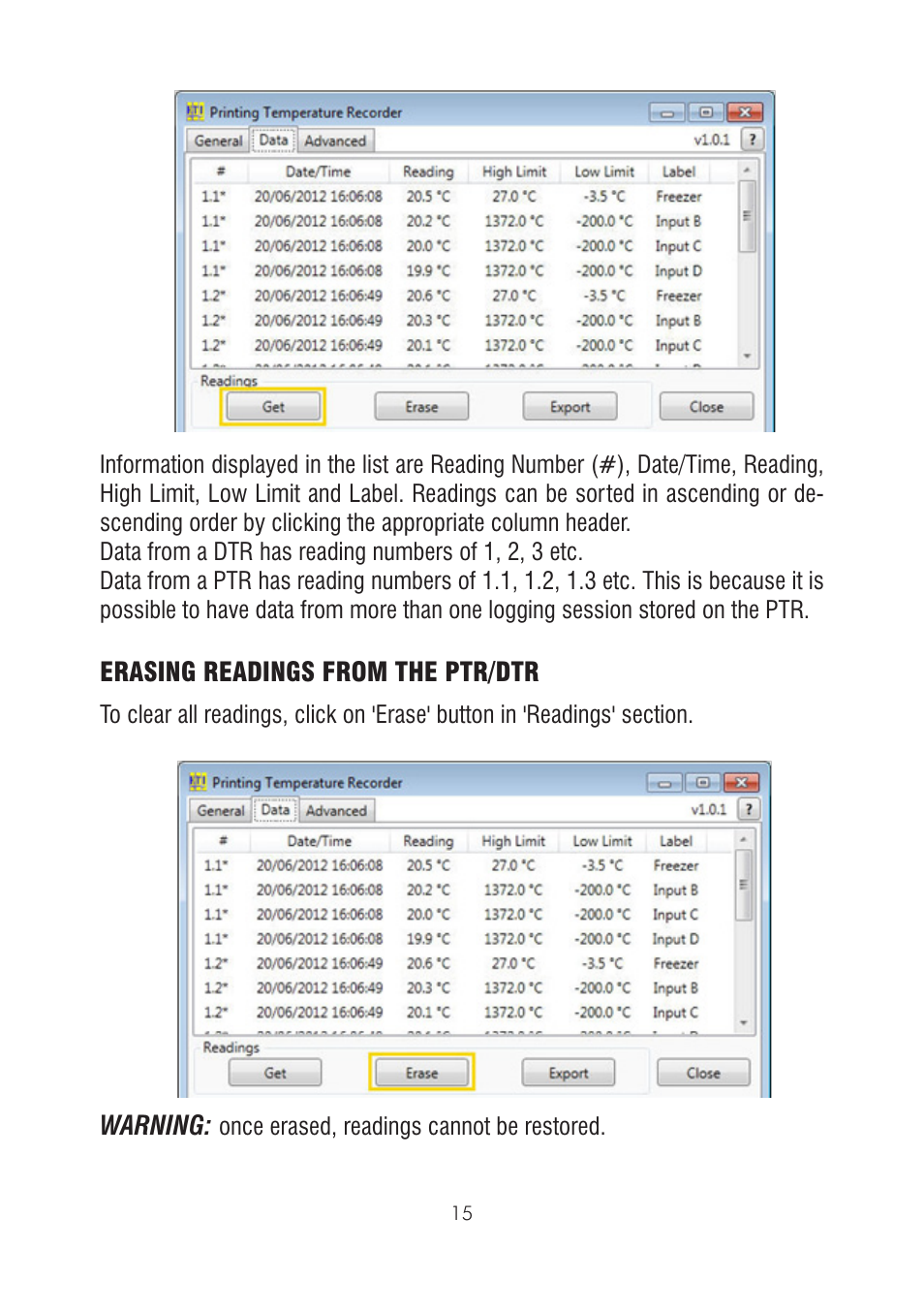 ThermoWorks 226-270 DATA TEMPERATURE RECORDER - DTR Software Manual User Manual | Page 15 / 24