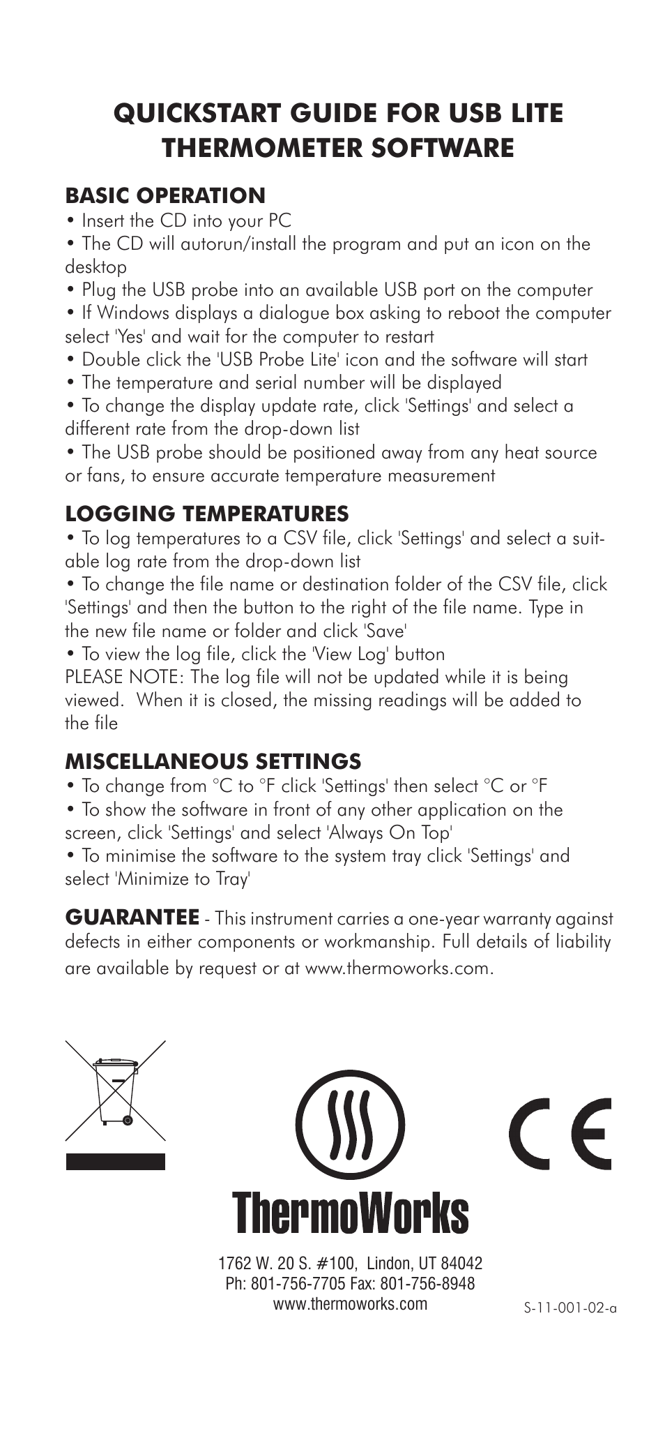 ThermoWorks 178-159 USB TEMPERATURE PROBES User Manual | 1 page