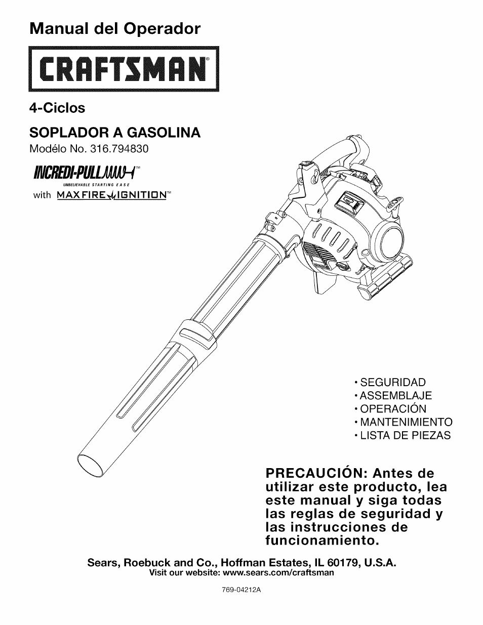 Manual del operador, Ciclos | Craftsman 316.794830 User Manual | Page 17 / 36