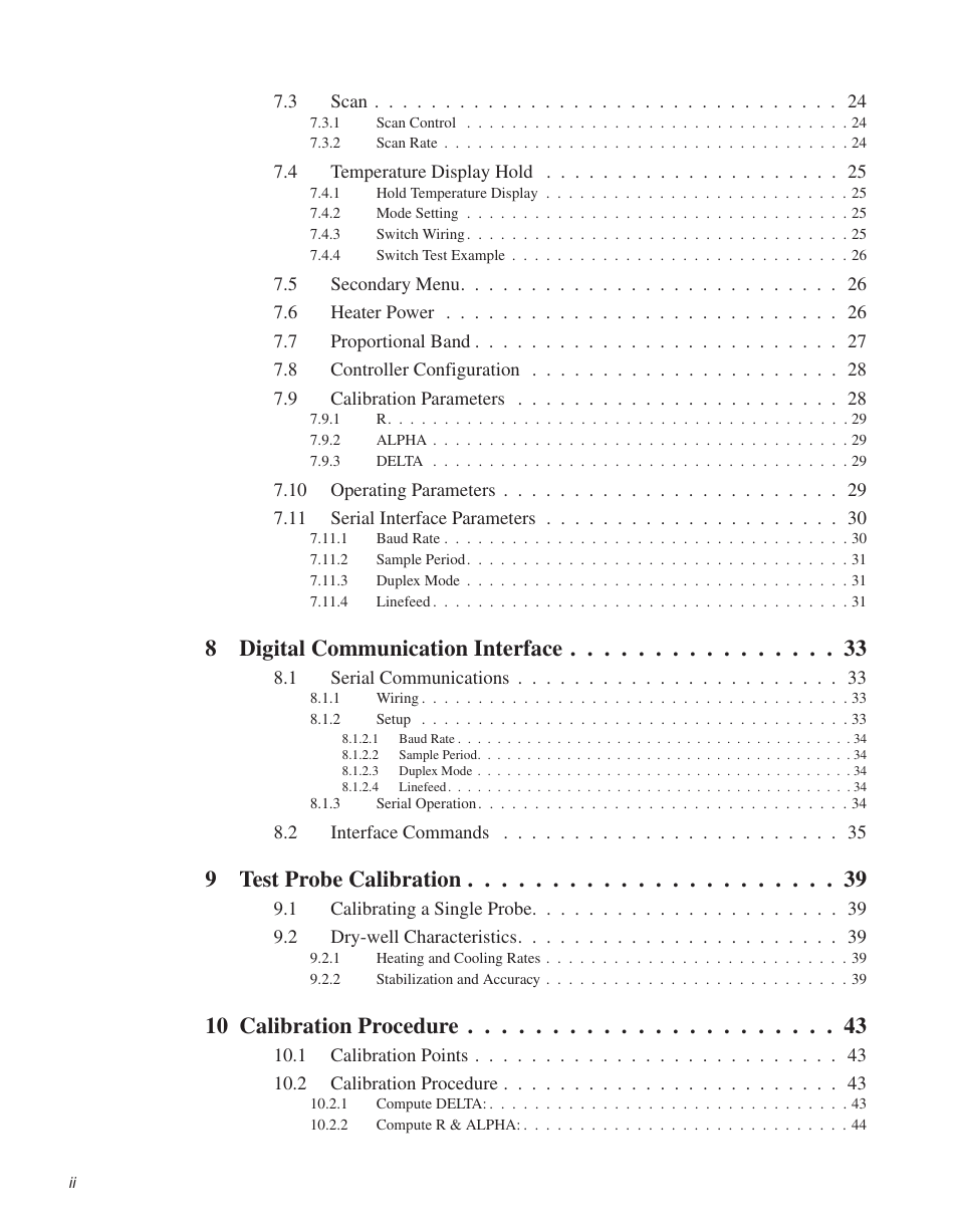 8digital communication interface, 9test probe calibration, 10 calibration procedure | ThermoWorks 9141 HART SCIENTIFIC FIELD DRY-WELL TEMPERATURE CALIBRATORS User Manual | Page 4 / 50