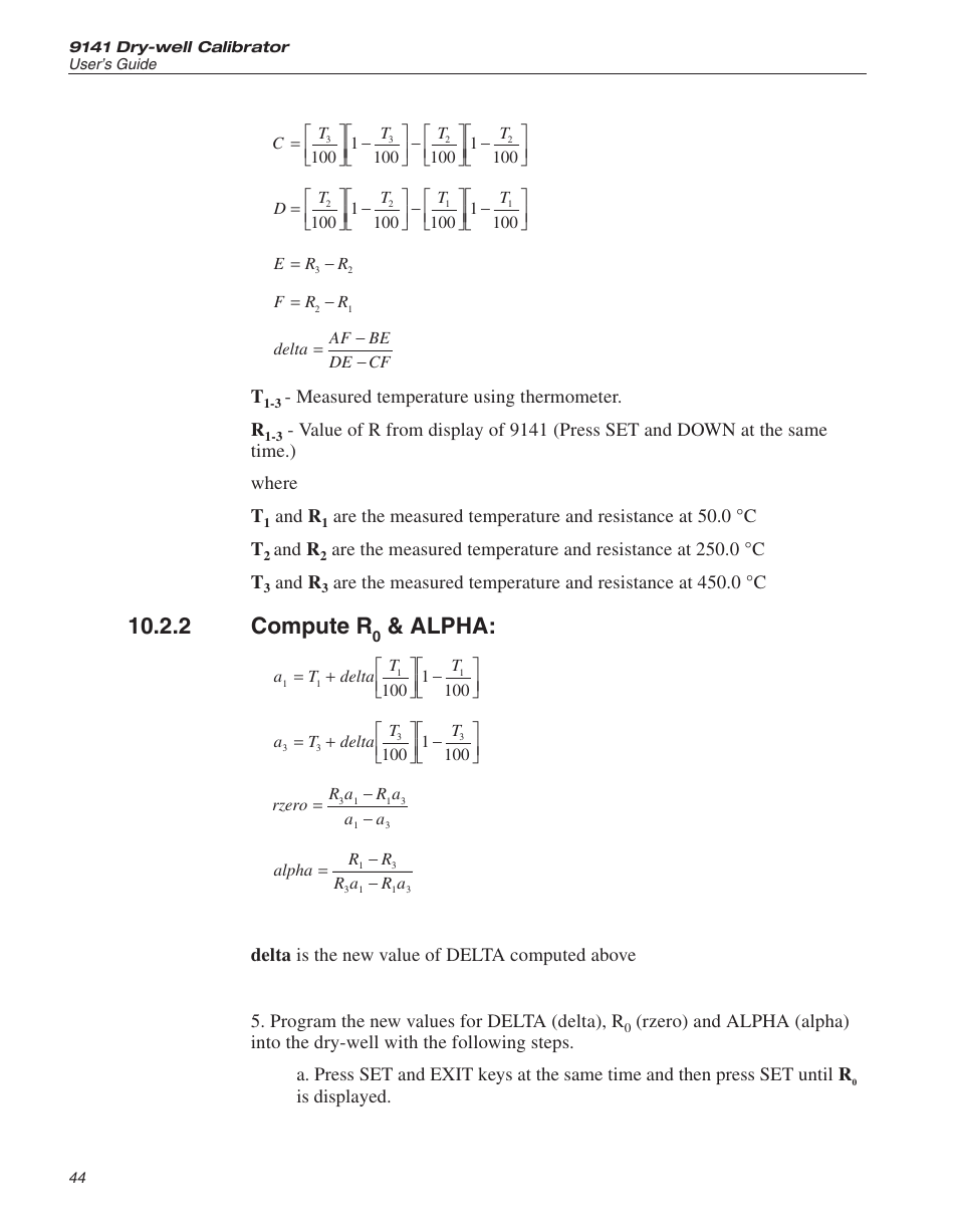 2 compute r0 & alpha: 44, Compute r, Alpha | 2 compute r | ThermoWorks 9141 HART SCIENTIFIC FIELD DRY-WELL TEMPERATURE CALIBRATORS User Manual | Page 45 / 50