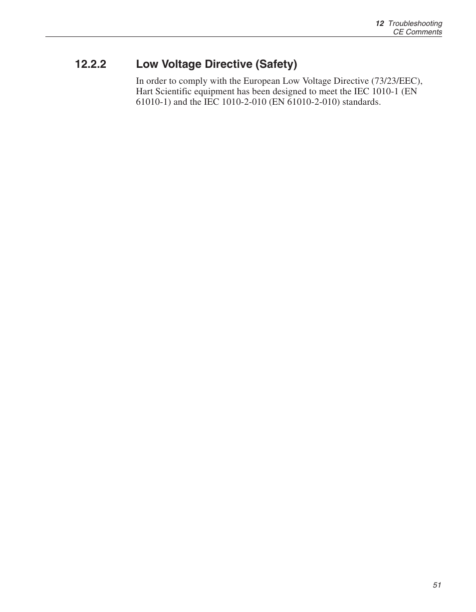 2 low voltage directive (safety) 51, Low voltage directive (safety), 2 low voltage directive (safety) | ThermoWorks 9141 HART SCIENTIFIC FIELD DRY-WELL TEMPERATURE CALIBRATORS User Manual | Page 50 / 50