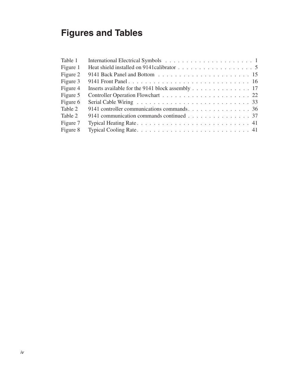 Figures and tables | ThermoWorks 9141 HART SCIENTIFIC FIELD DRY-WELL TEMPERATURE CALIBRATORS User Manual | Page 6 / 50