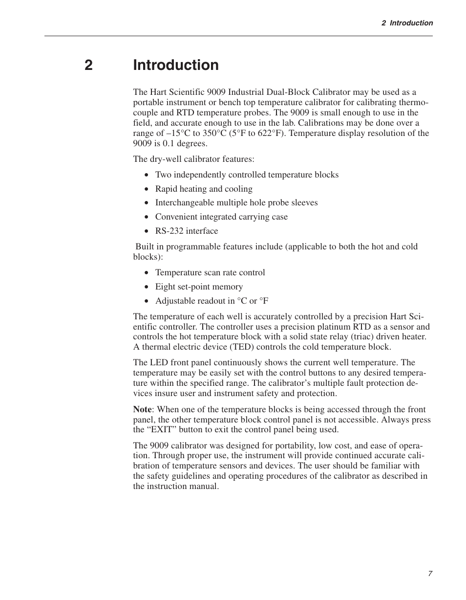 2 introduction 7, Introduction, 2introduction | ThermoWorks 9009-B INDUSTRIAL DUAL-BLOCK CALIBRATOR User Manual | Page 14 / 45