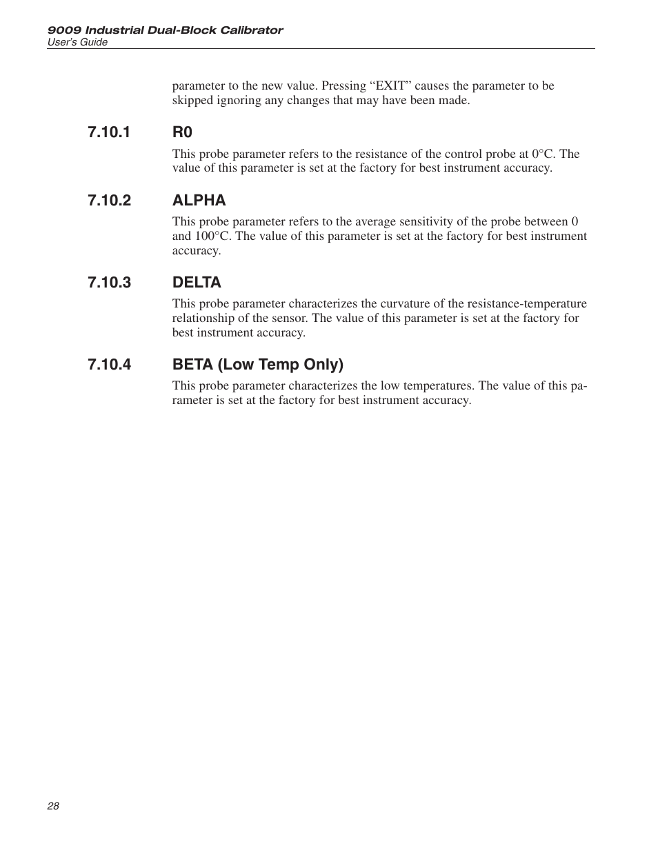 1 r0 28, 2 alpha 28, 3 delta 28 | 4 beta (low temp only) 28, Alpha, Delta, Beta (low temp only) | ThermoWorks 9009-B INDUSTRIAL DUAL-BLOCK CALIBRATOR User Manual | Page 32 / 45