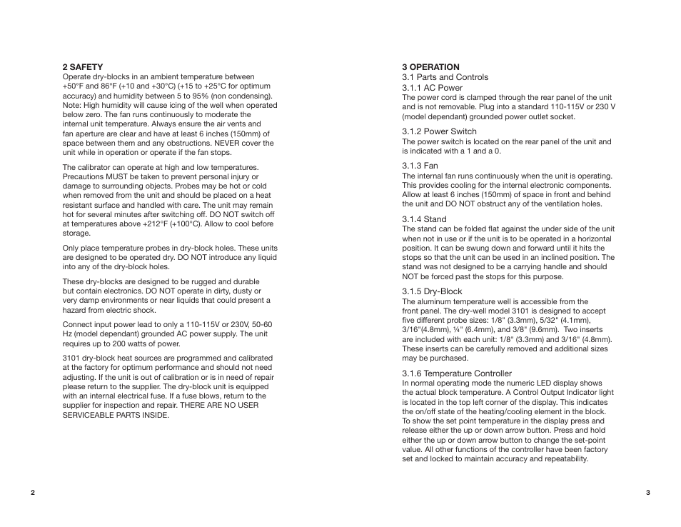 ThermoWorks 271-401 3101 MINI SUB-AMBIENT CALIBRATOR User Manual | Page 3 / 6