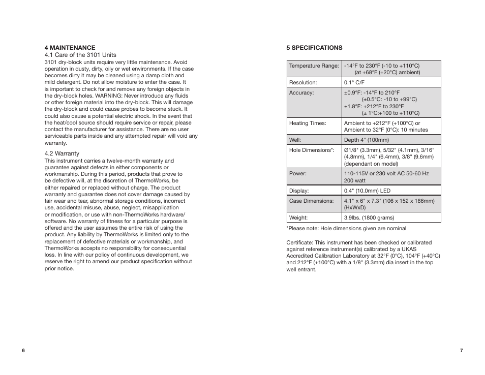 ThermoWorks 271-401 3101 MINI SUB-AMBIENT CALIBRATOR User Manual | Page 5 / 6