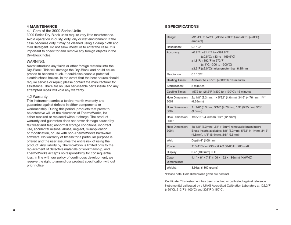 ThermoWorks 271-3XX 3001 DRY-WELL PORTABLE MINI HEAT SOURCE User Manual | Page 5 / 6