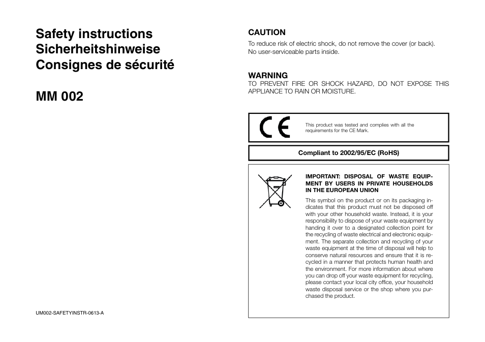 THORENS MM 002 User Manual | Page 15 / 18