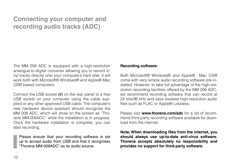 THORENS MM 008 ADC User Manual | Page 10 / 30