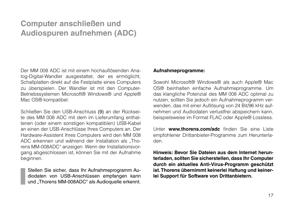 THORENS MM 008 ADC User Manual | Page 17 / 30