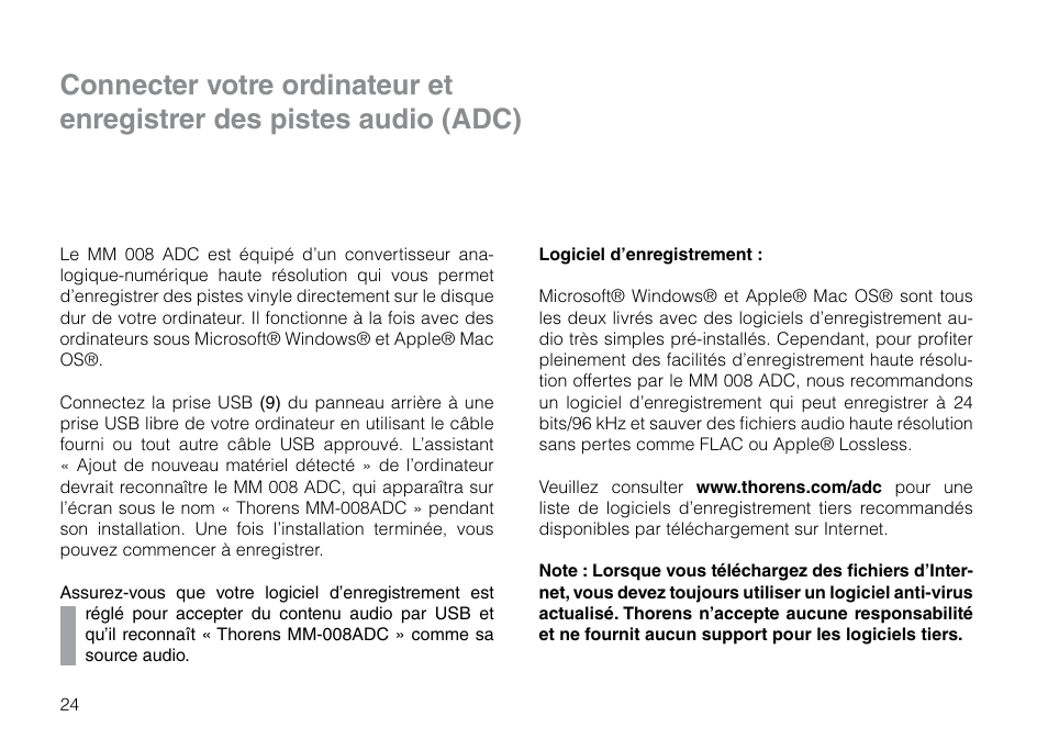 THORENS MM 008 ADC User Manual | Page 24 / 30