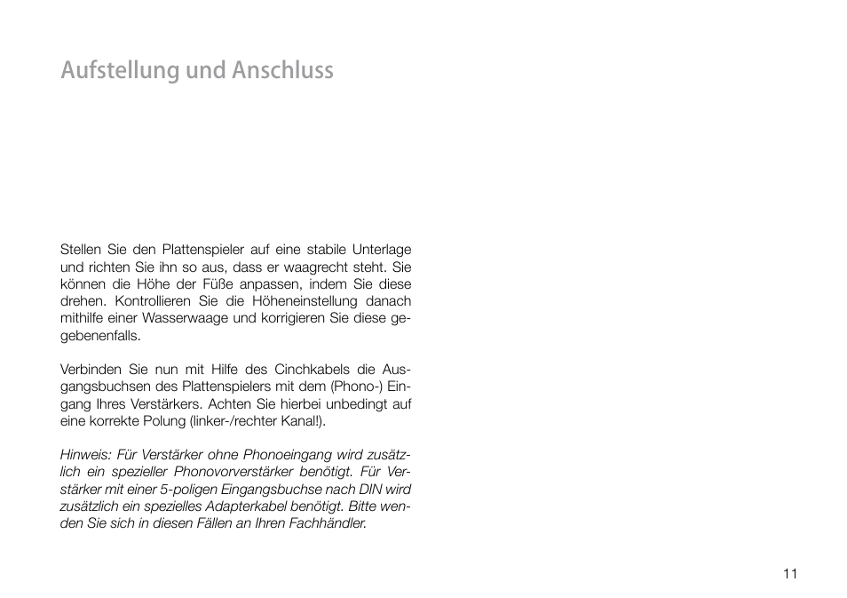 Aufstellung und anschluss | THORENS TD 160 HD User Manual | Page 11 / 60