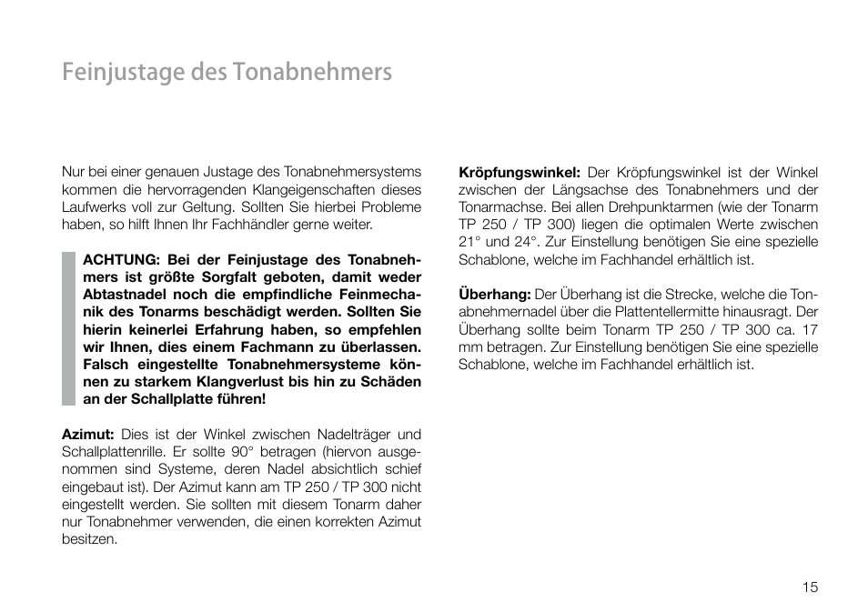 Feinjustage des tonabnehmers | THORENS TD 160 HD User Manual | Page 15 / 60