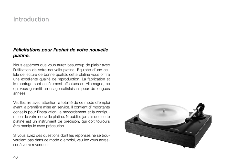 Introduction | THORENS TD 160 HD User Manual | Page 40 / 60